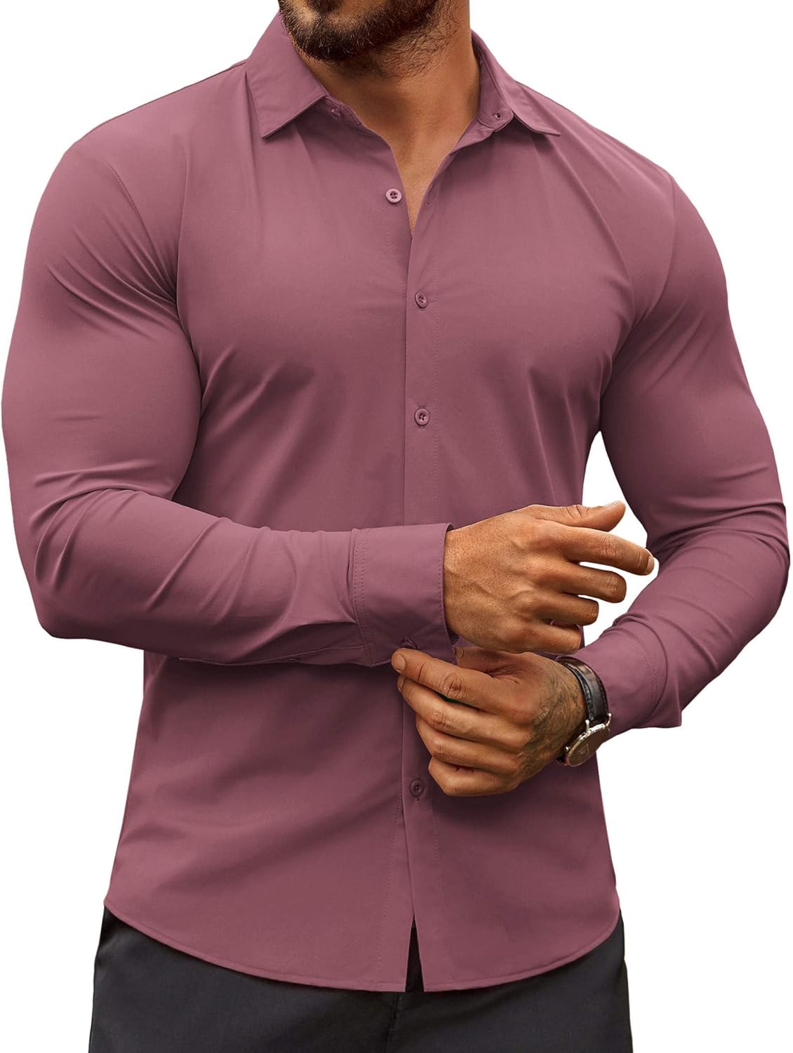 COOFANDY Men's Muscle Fit Dress Shirts Wrinkle-Free Long Sleeve Casual Button Down Shirts