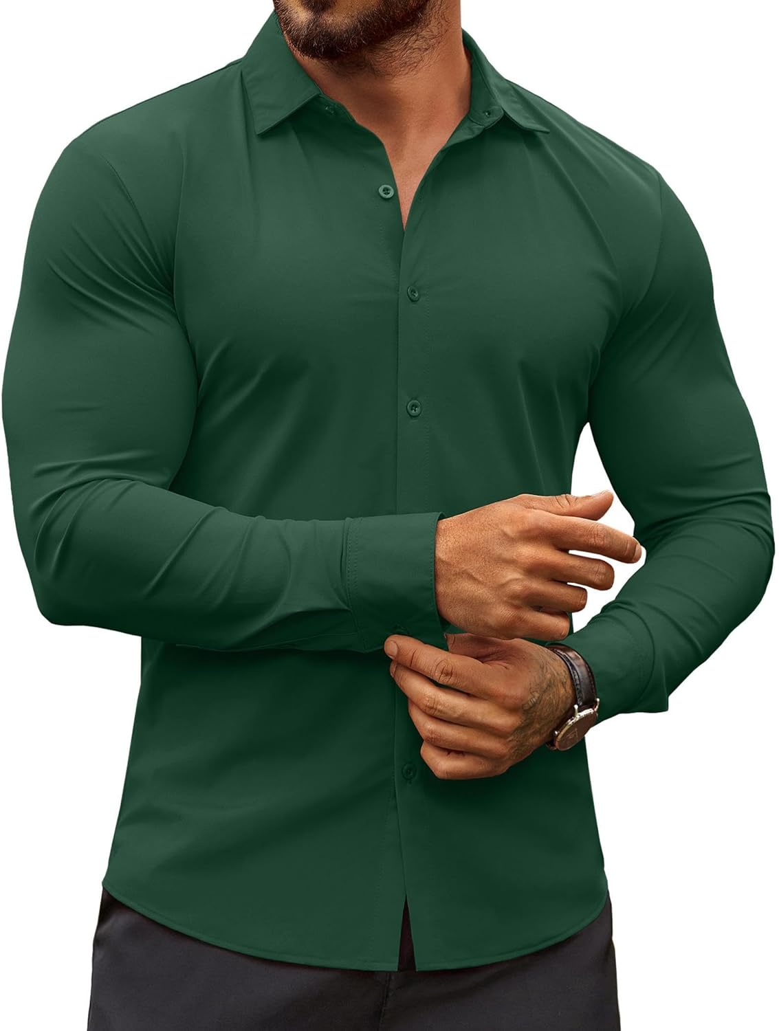 COOFANDY Men's Muscle Fit Dress Shirts Wrinkle-Free Long Sleeve Casual Button Down Shirts