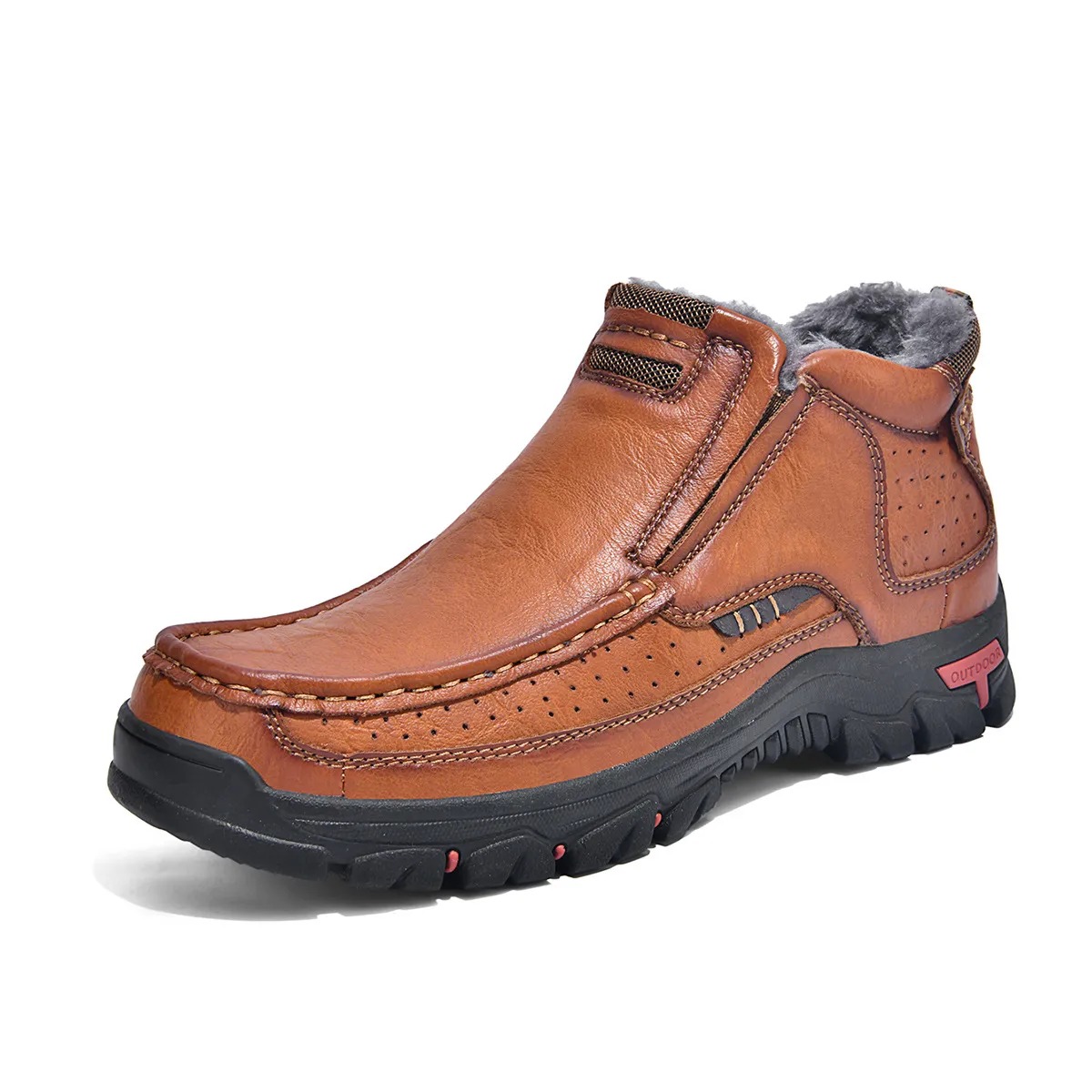 BIG SALE! Mens Comfortable Leather Moccasin Chukka Boots Non-Slip Outdoor Work Boots