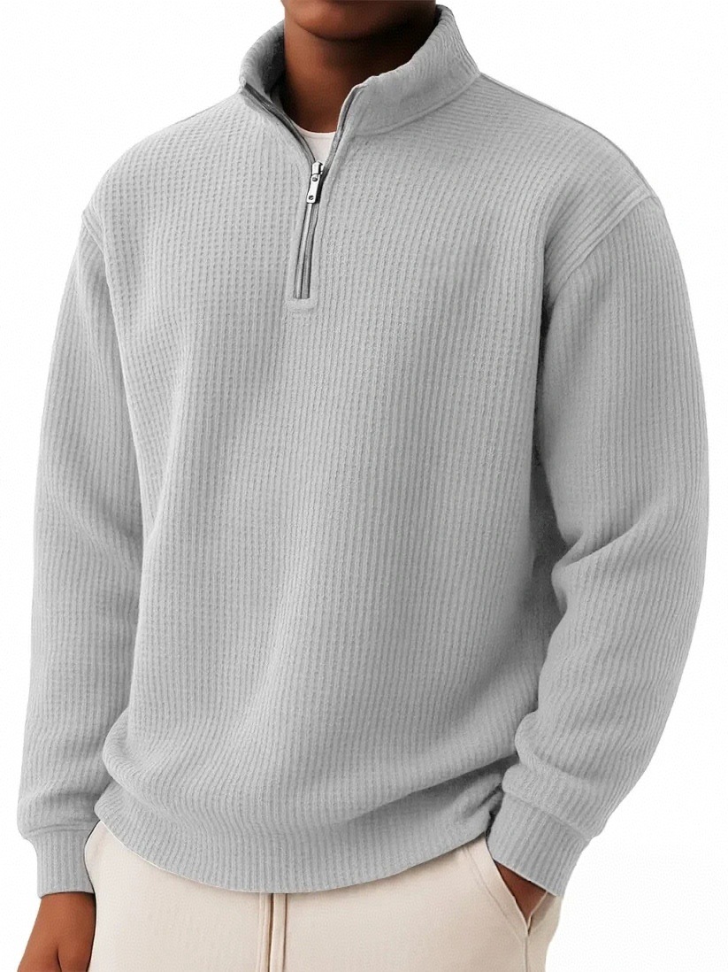 Men's Zip-Front Waffle-Knit Long-Sleeve Shirt