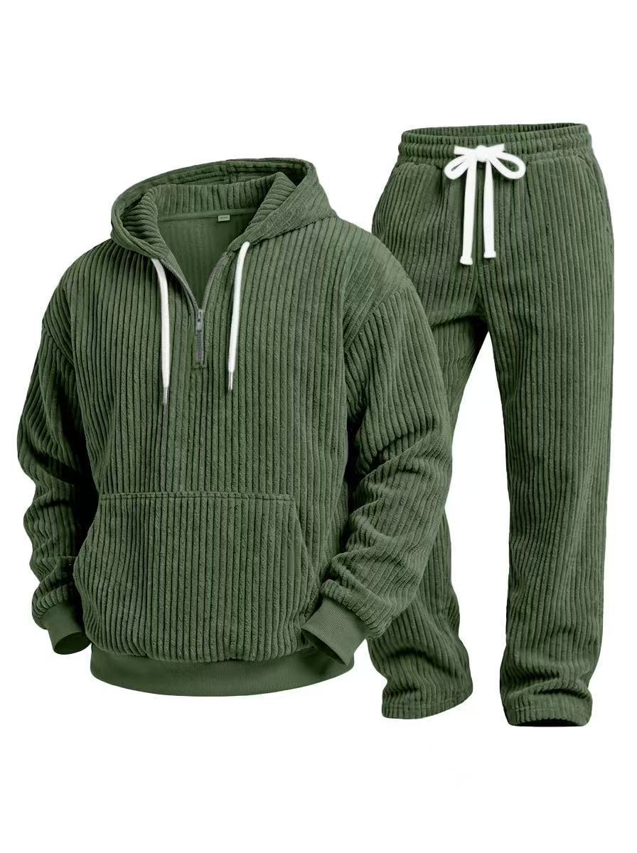 Super comfortable casual corduroy long sleeve pants 2-piece set