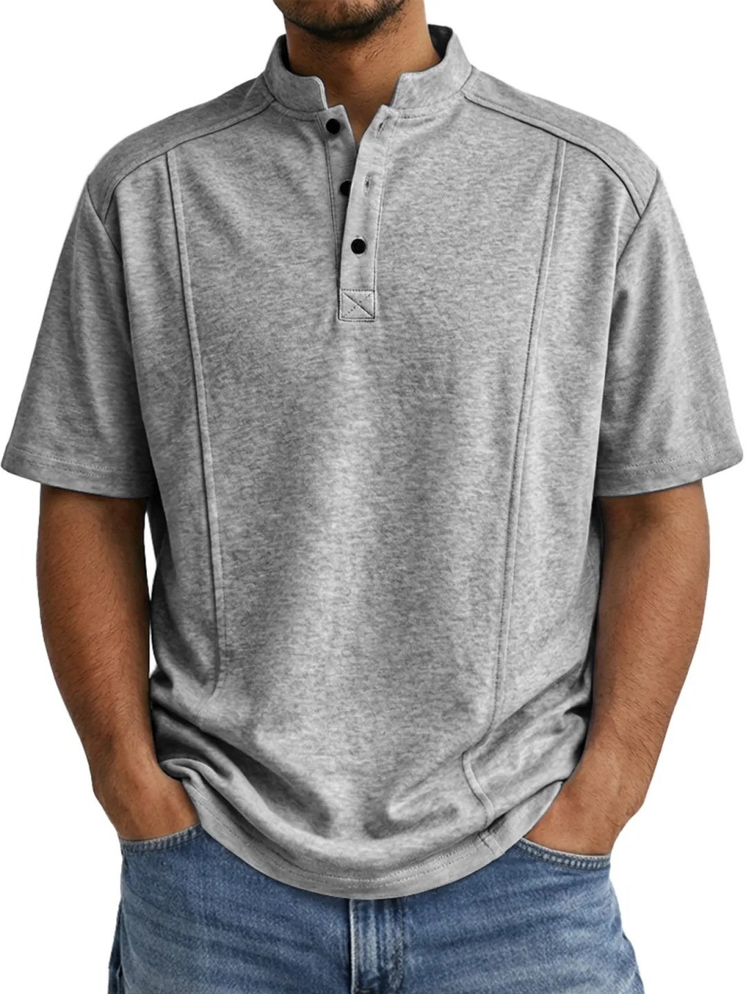 Men’s Casual Henley Polo Shirt Short Sleeve – Breathable Summer Top