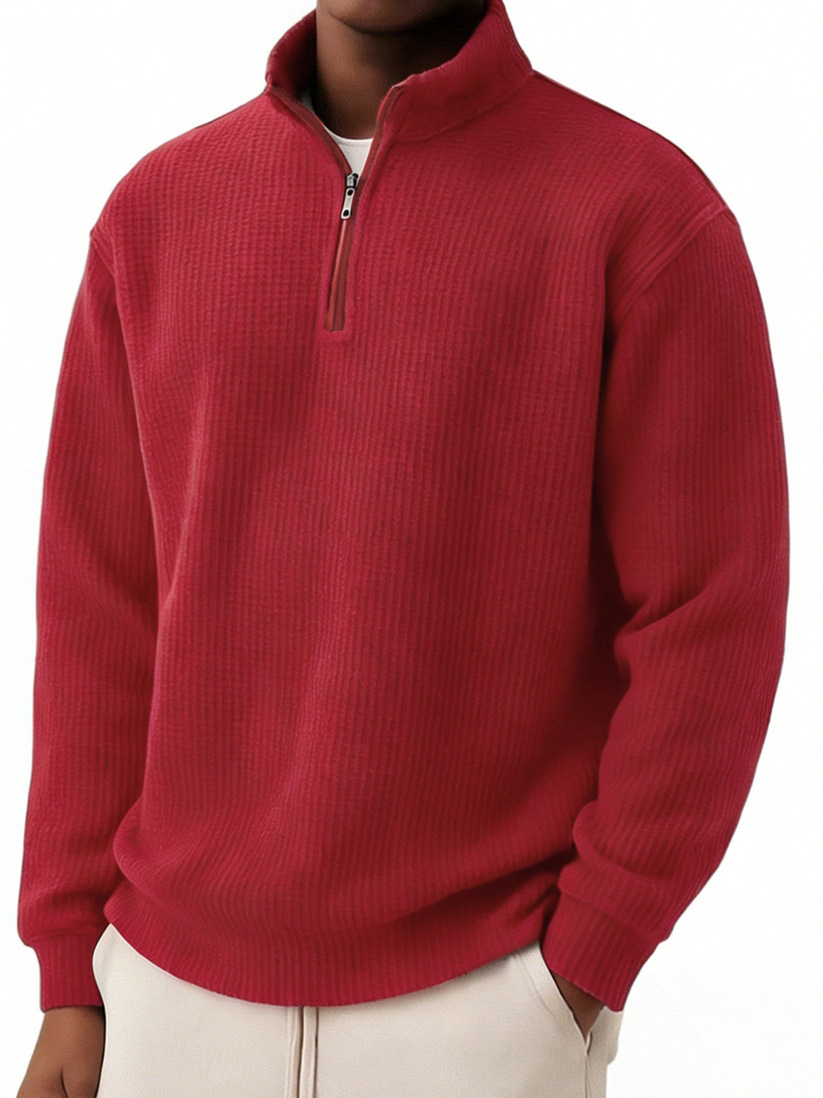 Men's Zip-Front Waffle-Knit Long-Sleeve Shirt