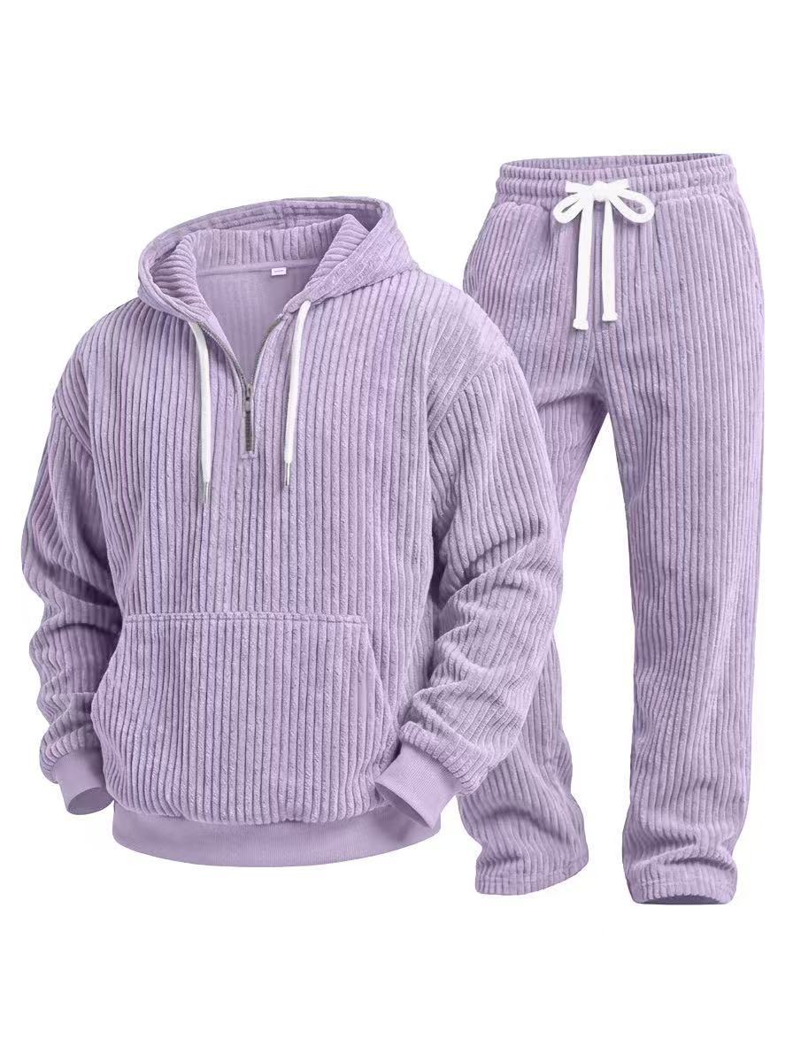 Super comfortable casual corduroy long sleeve pants 2-piece set
