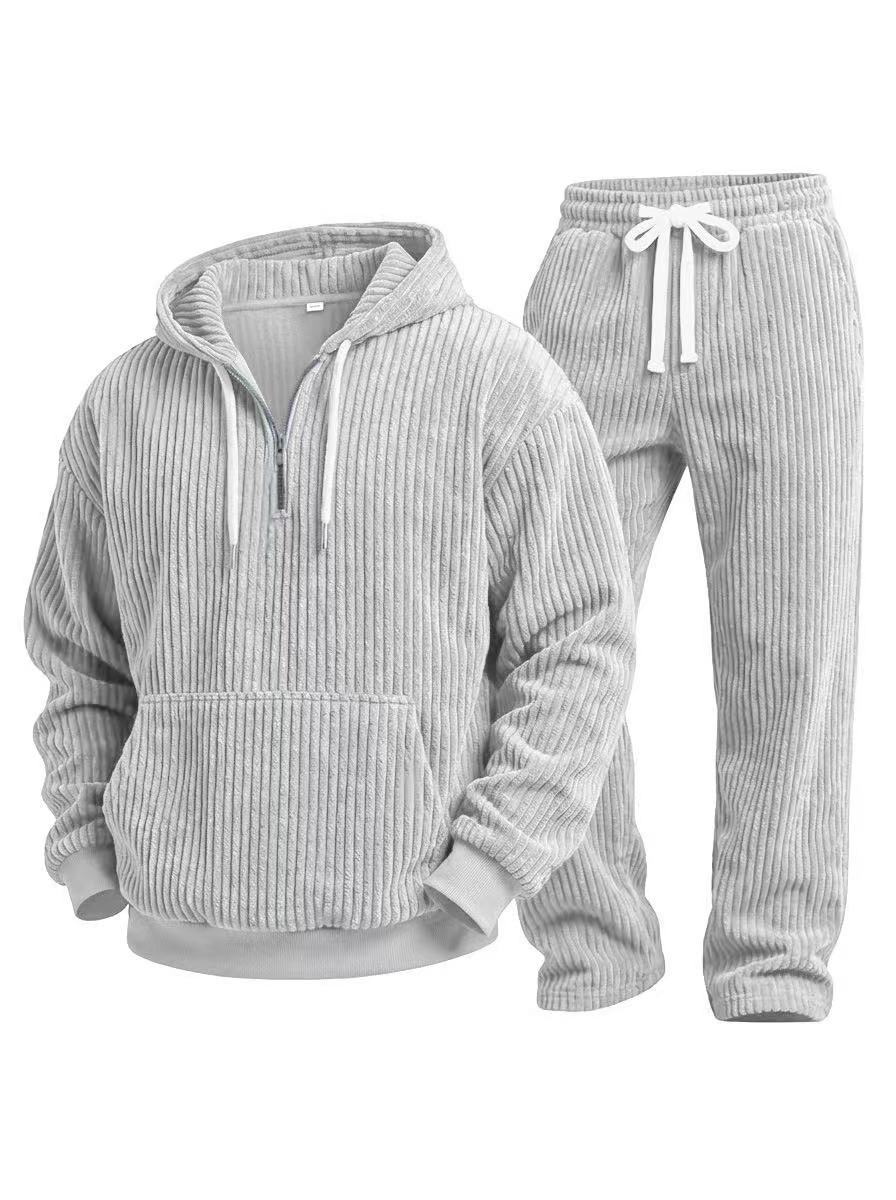 Super comfortable casual corduroy long sleeve pants 2-piece set