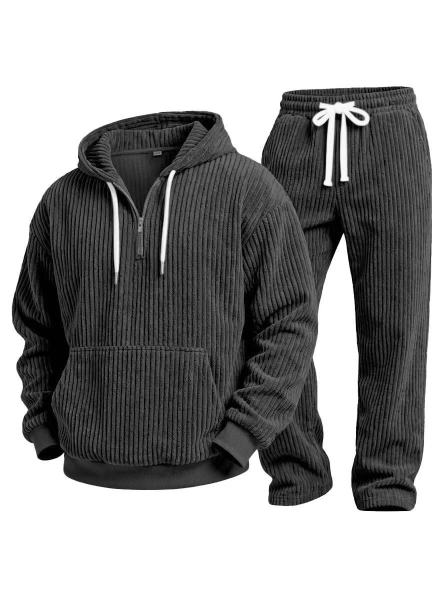 Super comfortable casual corduroy long sleeve pants 2-piece set