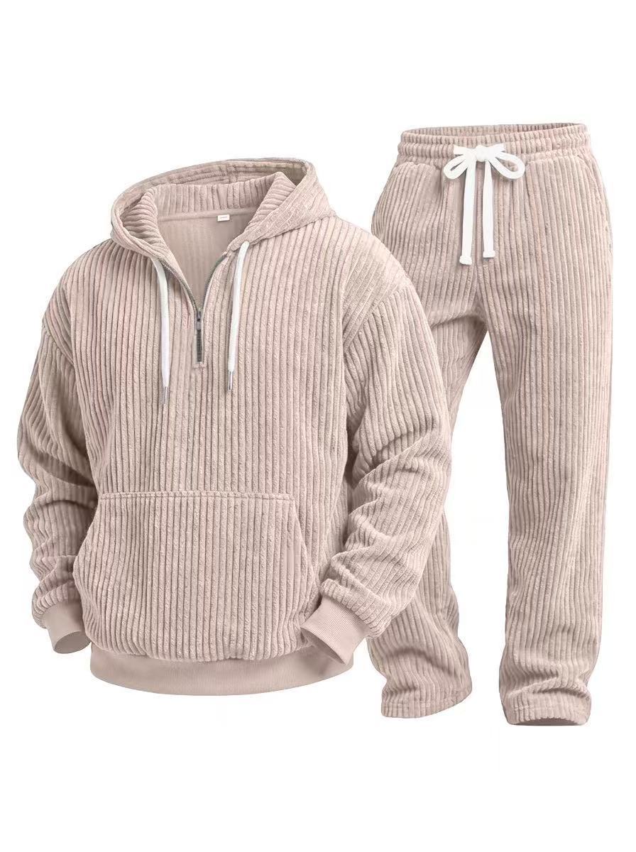 Super comfortable casual corduroy long sleeve pants 2-piece set