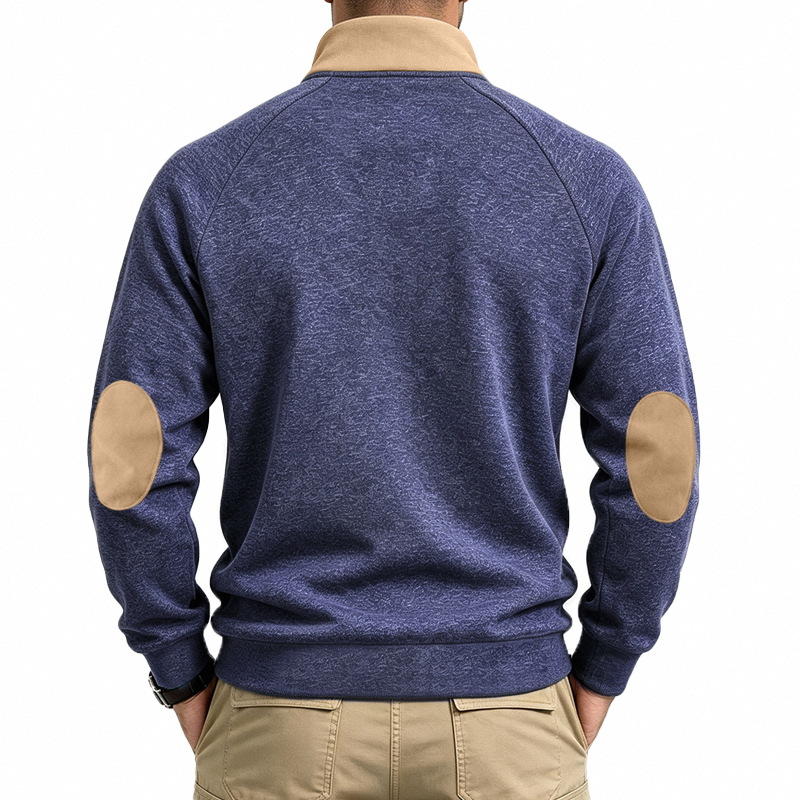 Men's Fleece-Lined Half-Zip Stand Collar Sweatshirt