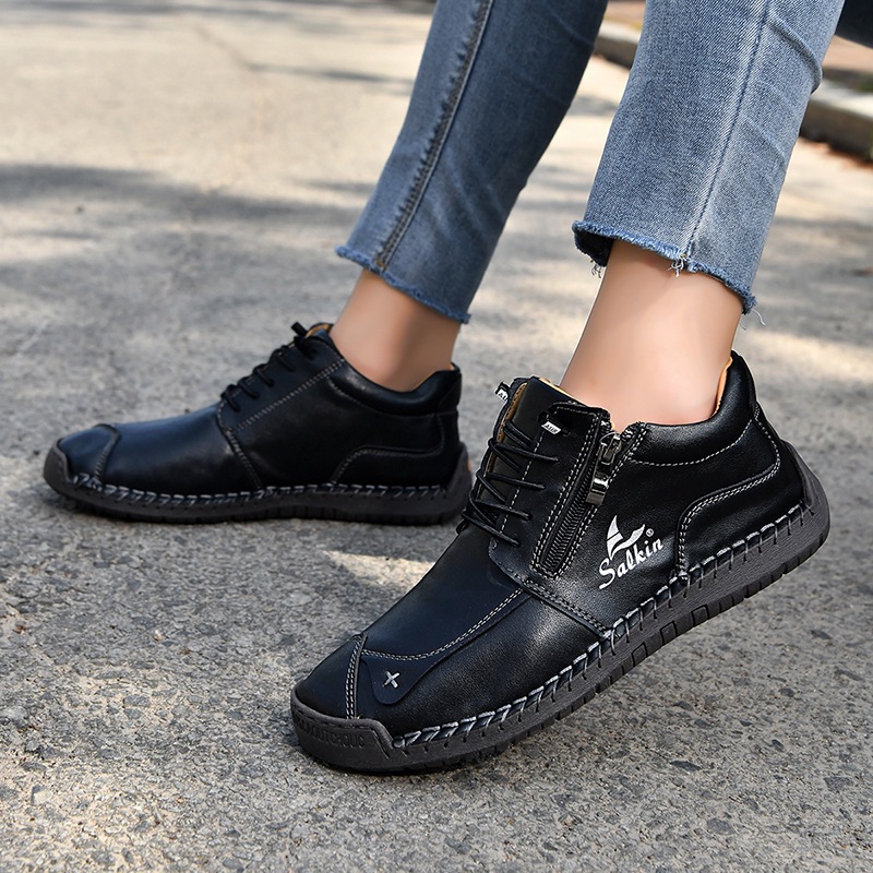 Women's Orthopedic Casual Leather Boots - Wide Toe, Arch Support, Waterproof, Pressure Relief for Everyday & Travel