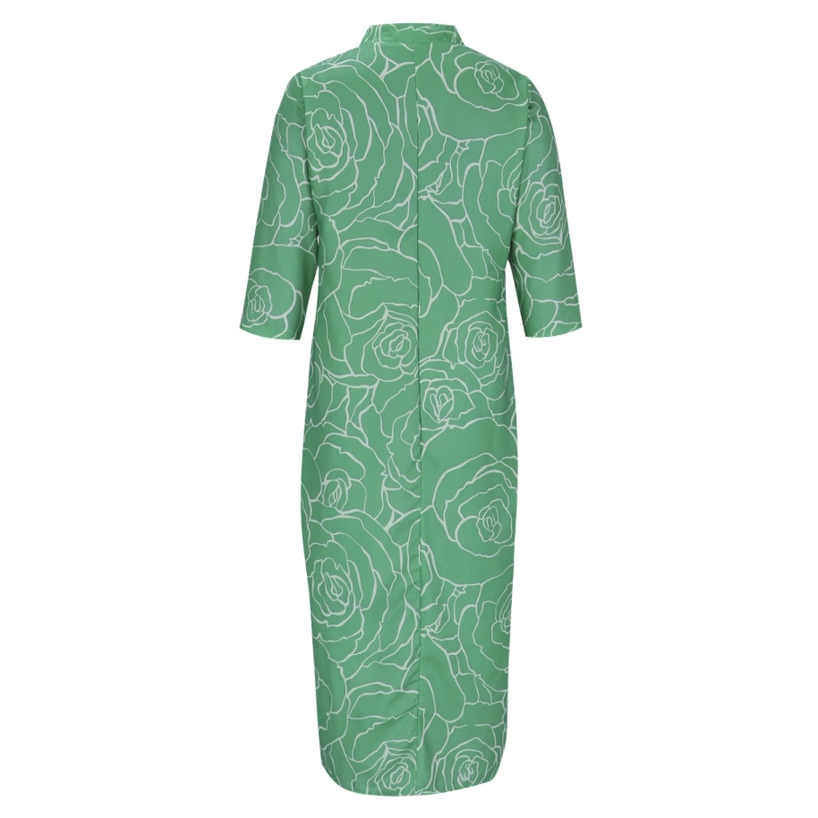 Summer Casual Loose Slit V-Neck Printed Faux Linen Dress