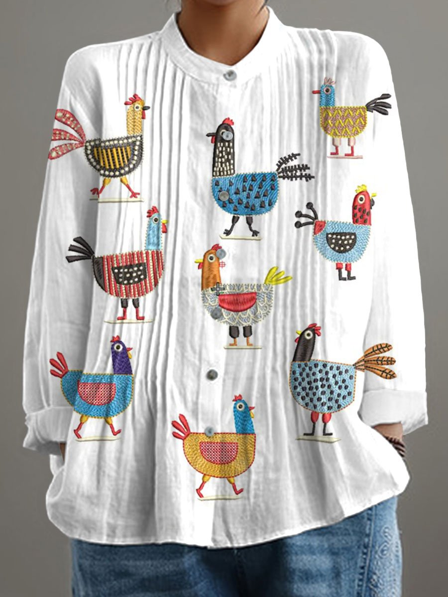 Women's Funny Chicken Art Print Casual Wide Leg Jumpsuit