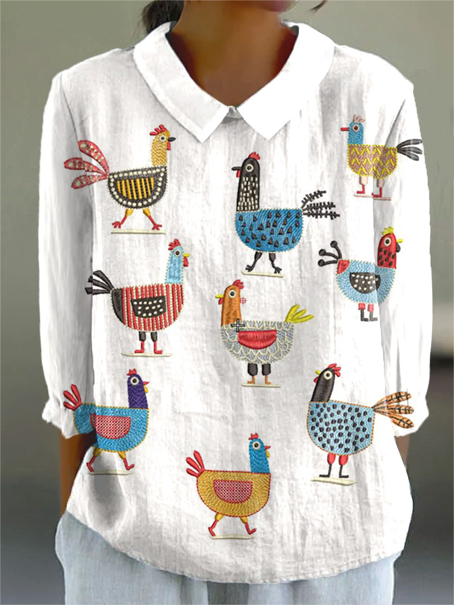 Women's Funny Chicken Art Print Casual Wide Leg Jumpsuit
