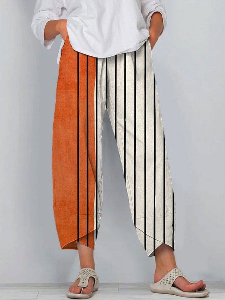 Women's Vintage Abstract Geometry Art Print Casual Cotton And Linen 3/4 Sleeve Shirt