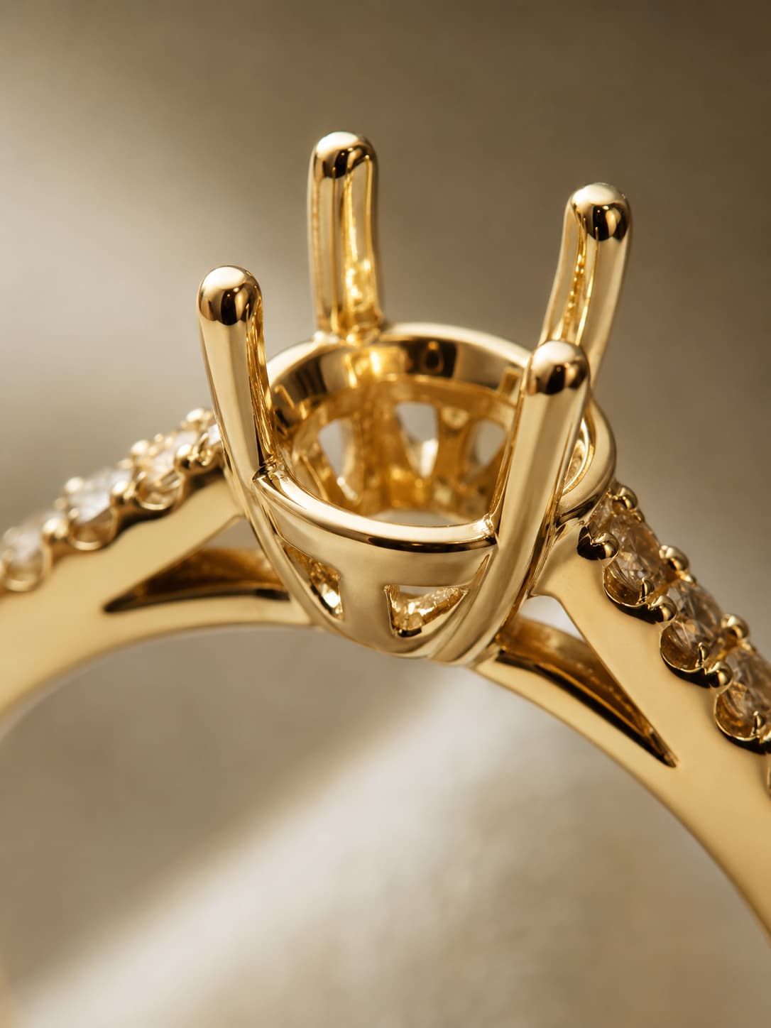 Precious metal setting and polished finish detail
