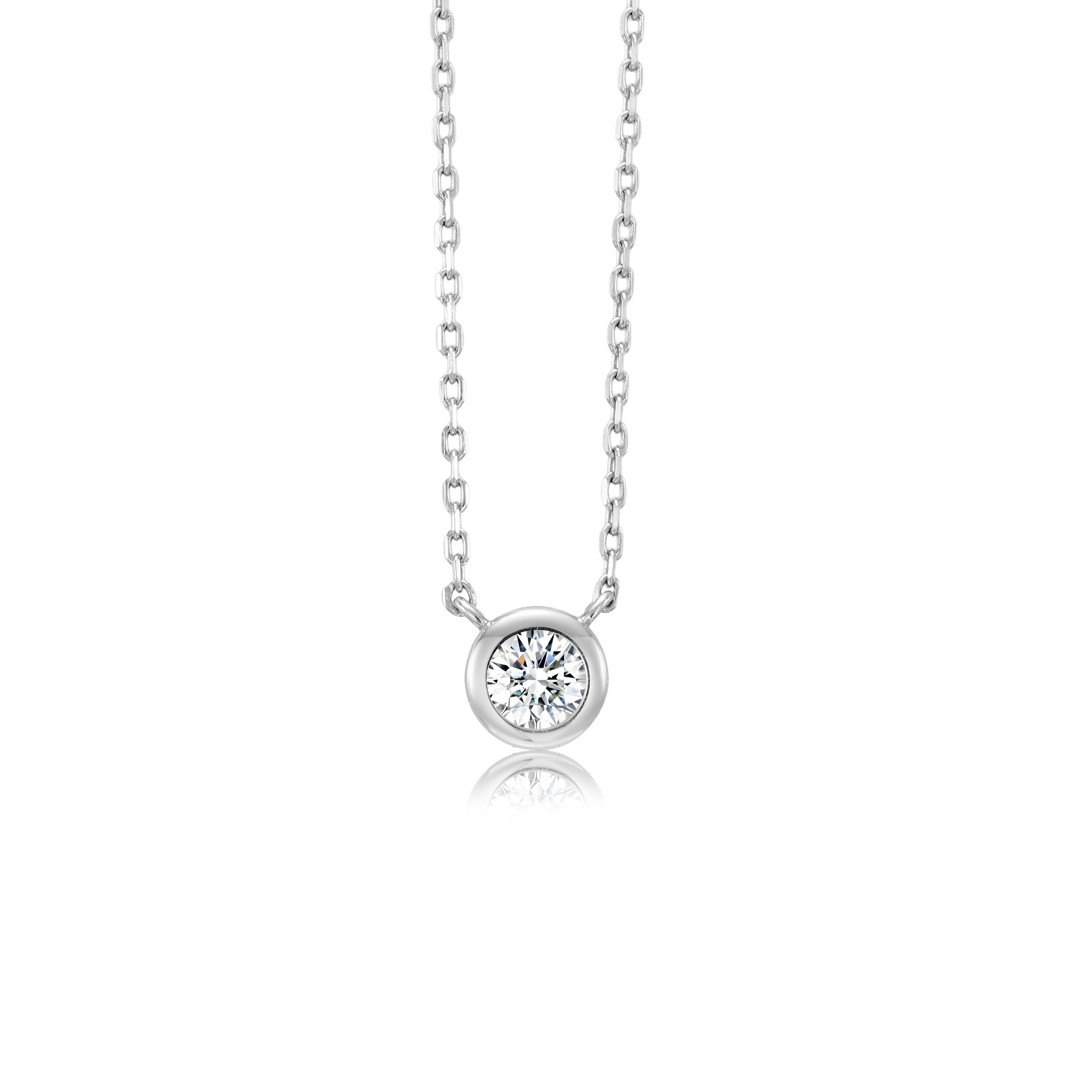 Sterling Silver Lab-Grown Diamond Pendant – Round Bezel-Set Design, Art Deco Inspired Statement Necklace for Her