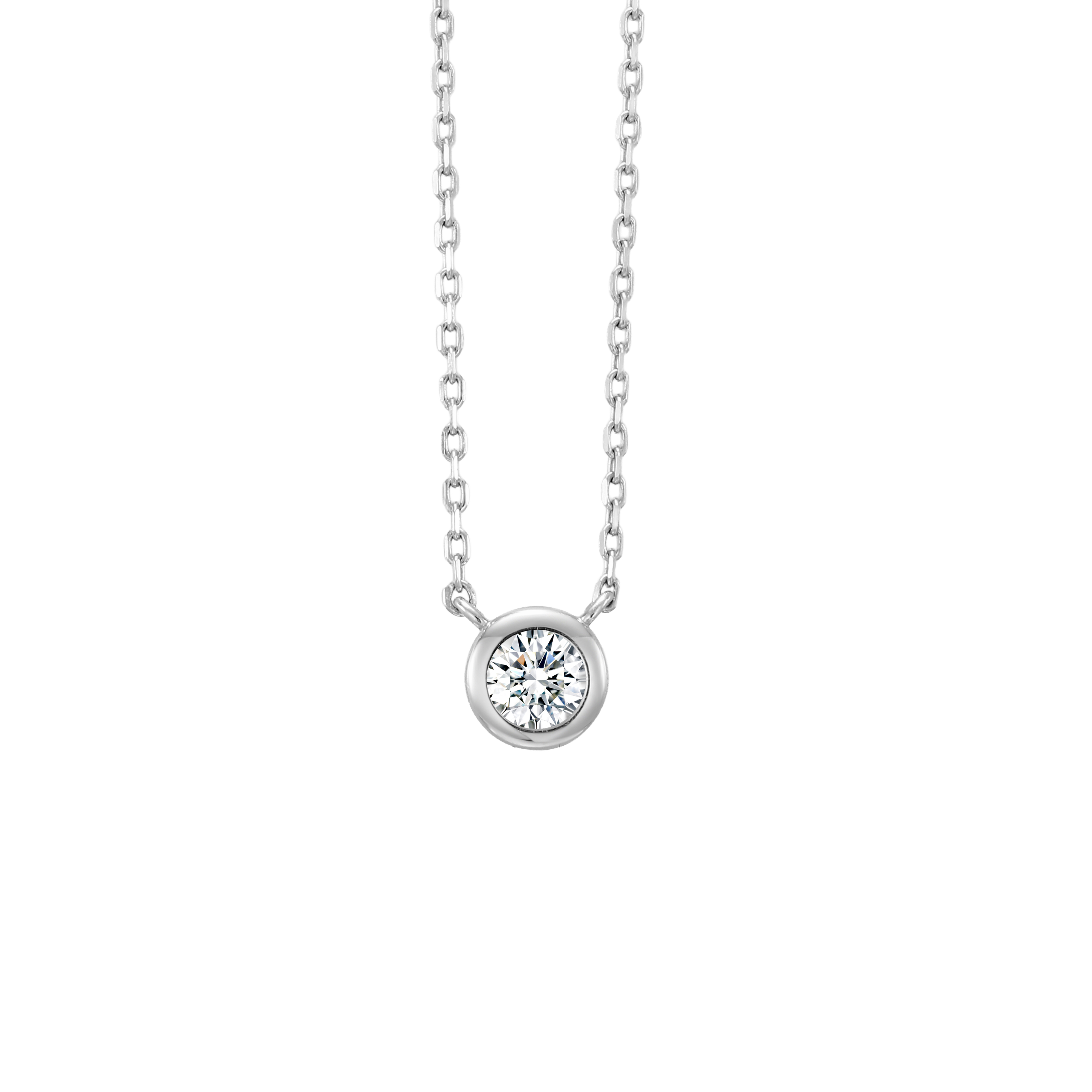 Sterling Silver Lab-Grown Diamond Pendant – Round Bezel-Set Design, Art Deco Inspired Statement Necklace for Her