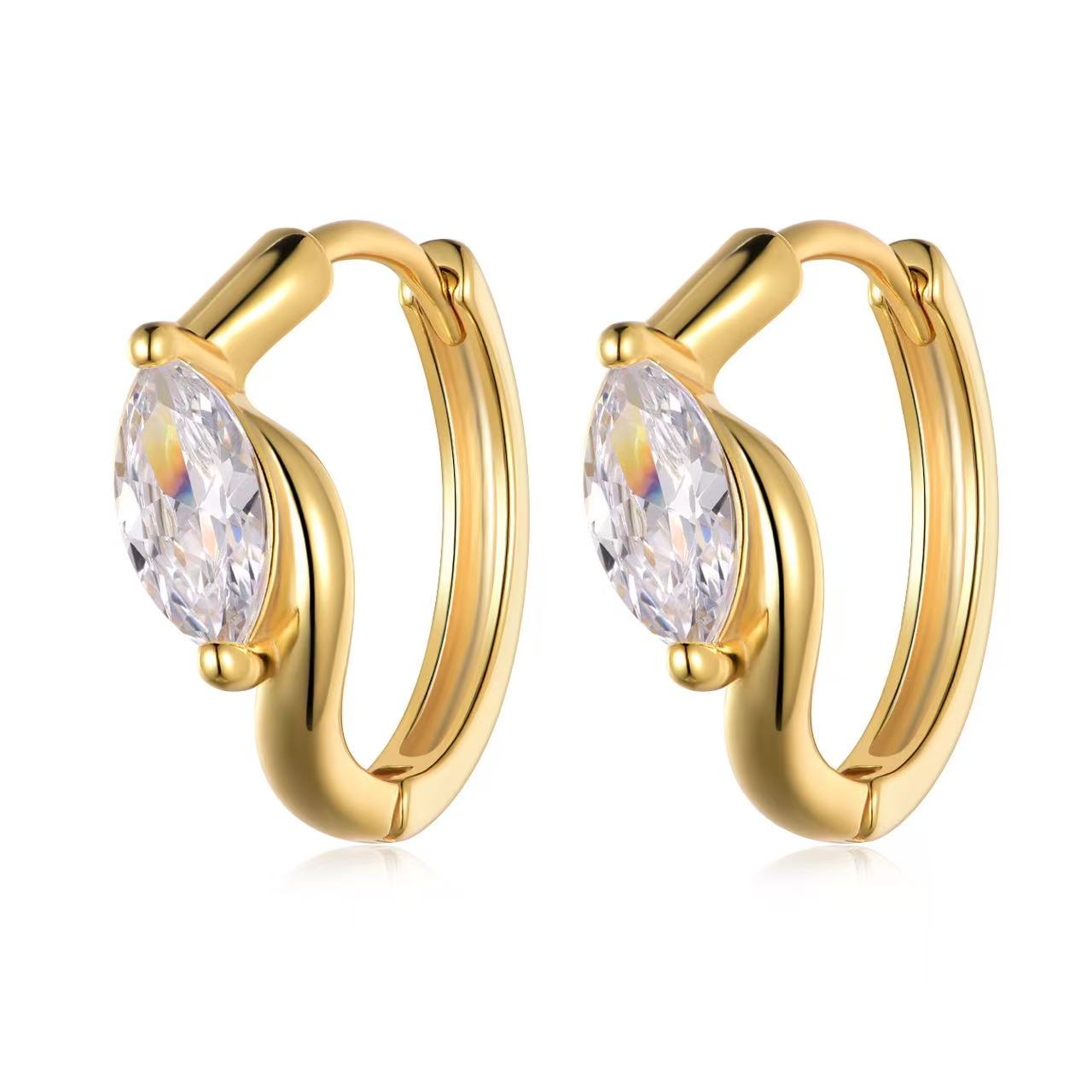 The Marquise Huggie Hoops