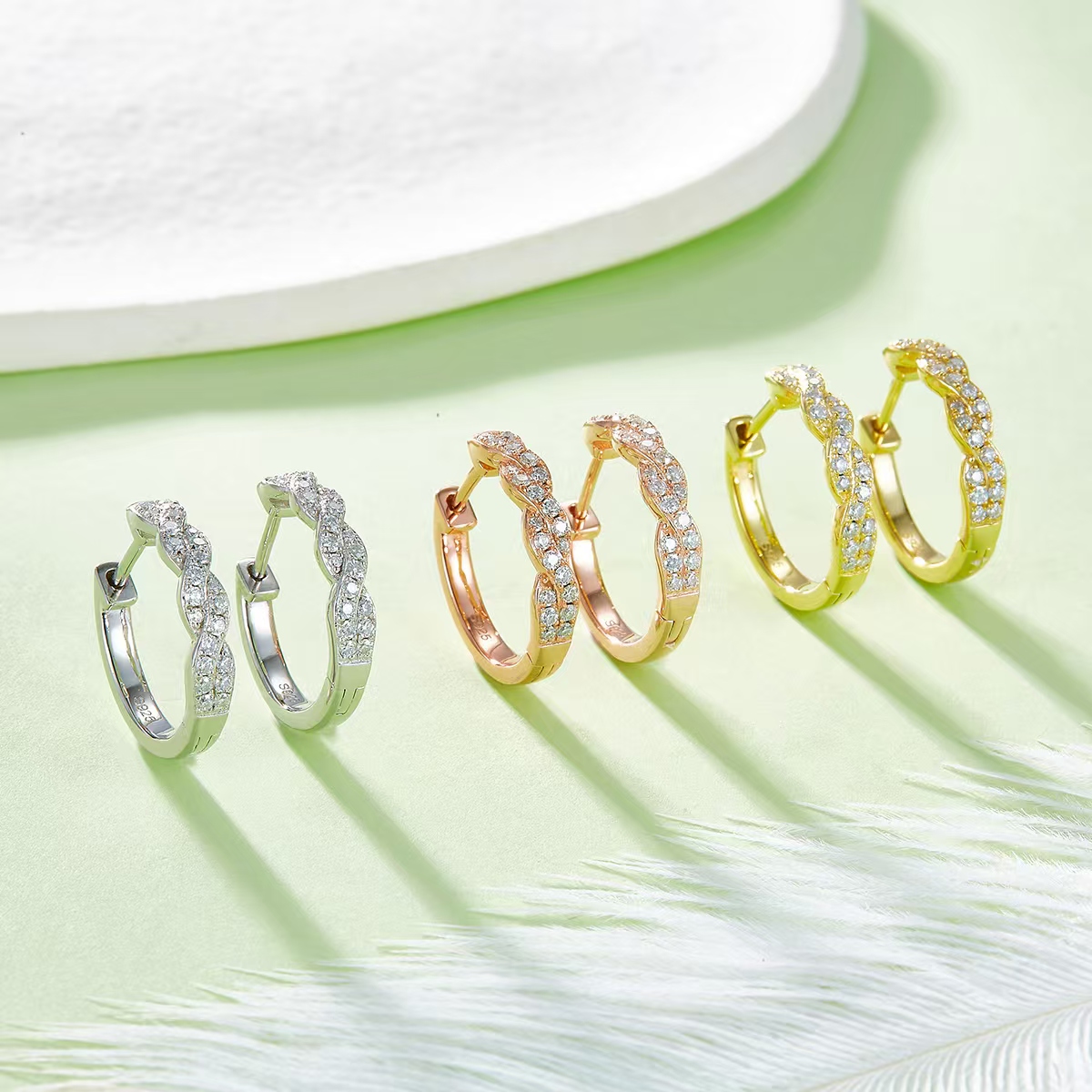 The Twist Pavé Huggie Hoops
