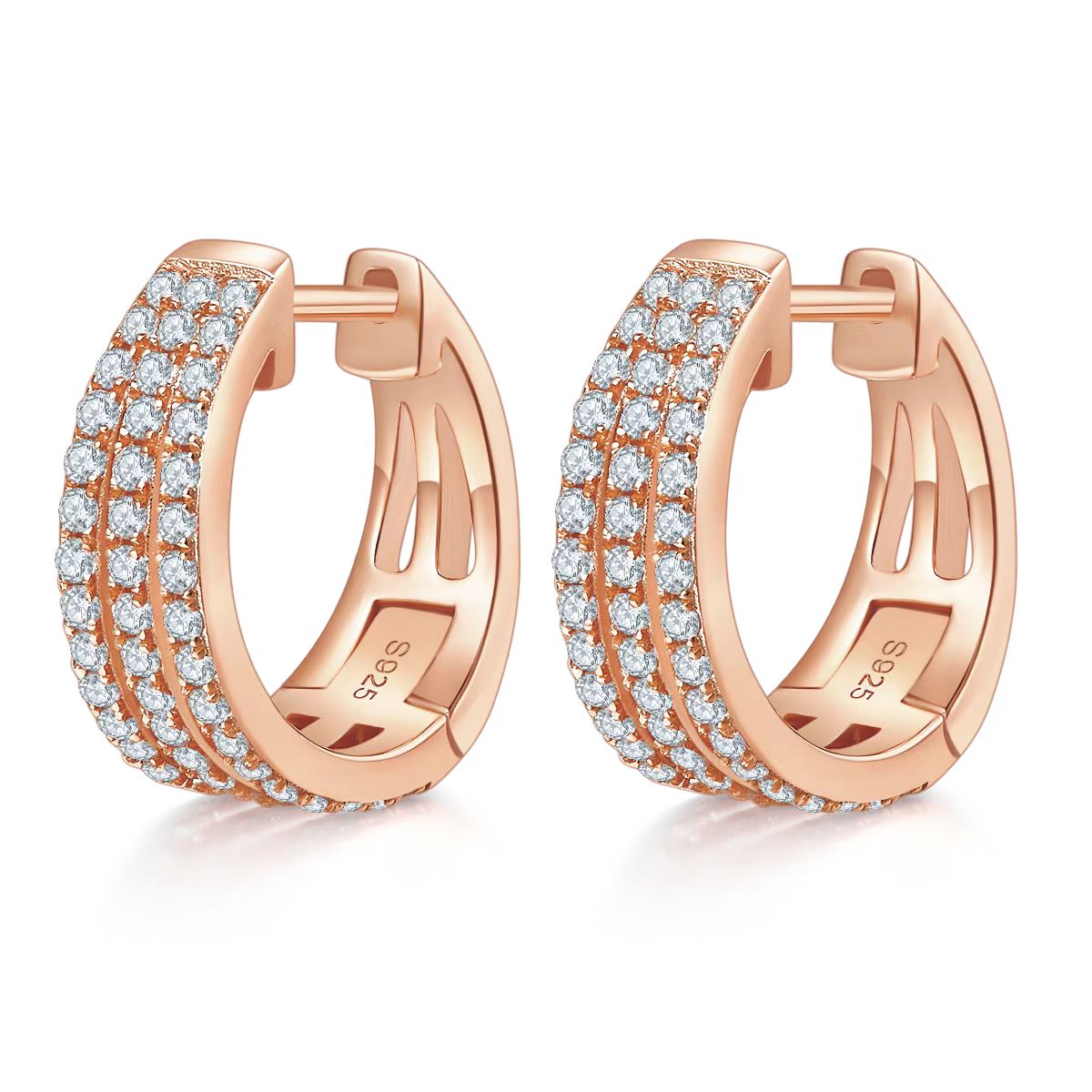 The Triple-Row Pavé Hoops — Moissanite · S925 | XAX Jewelry