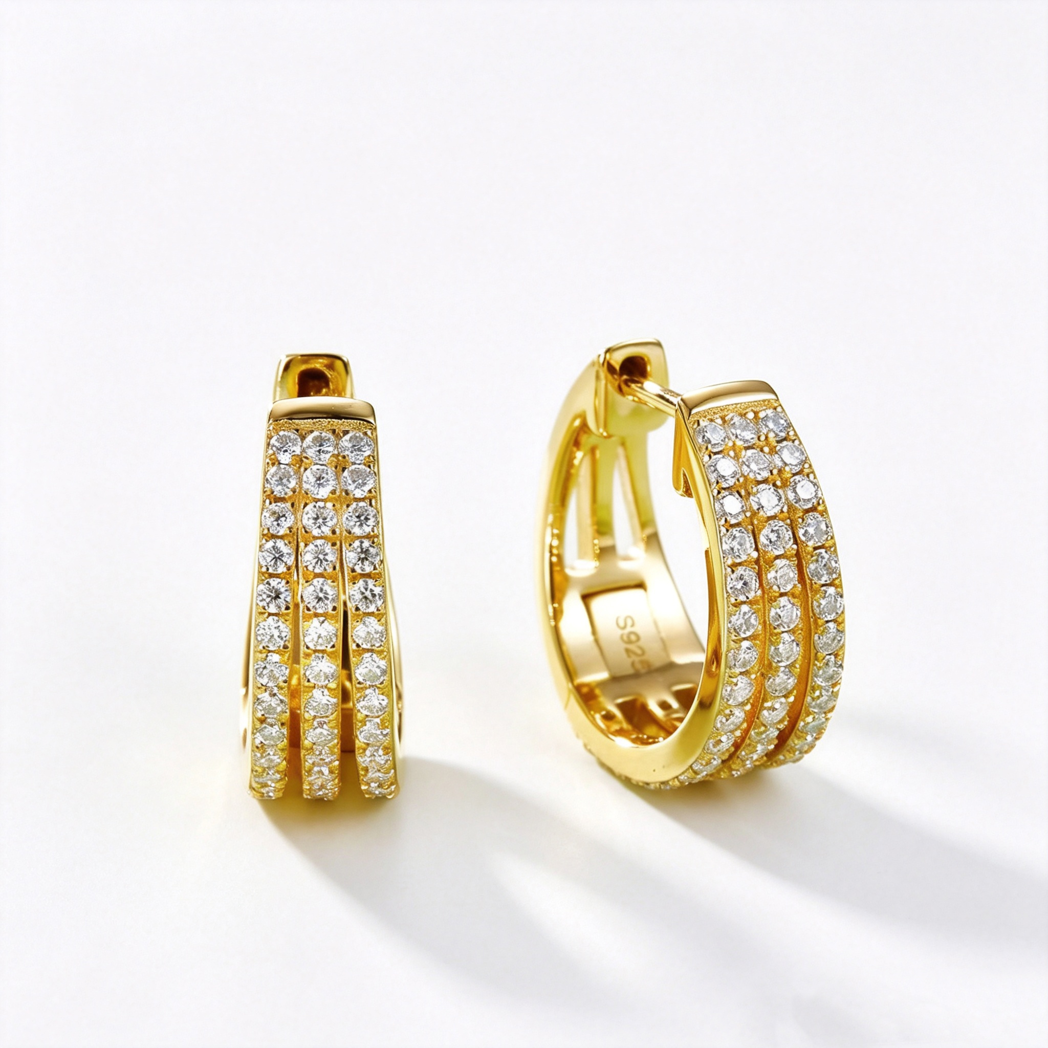 The Triple-Row Pavé Hoops — Moissanite · S925 | XAX Jewelry