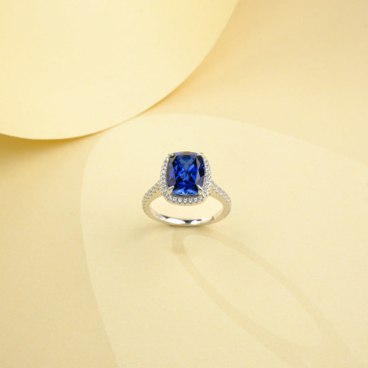 The Sapphire Halo Ring