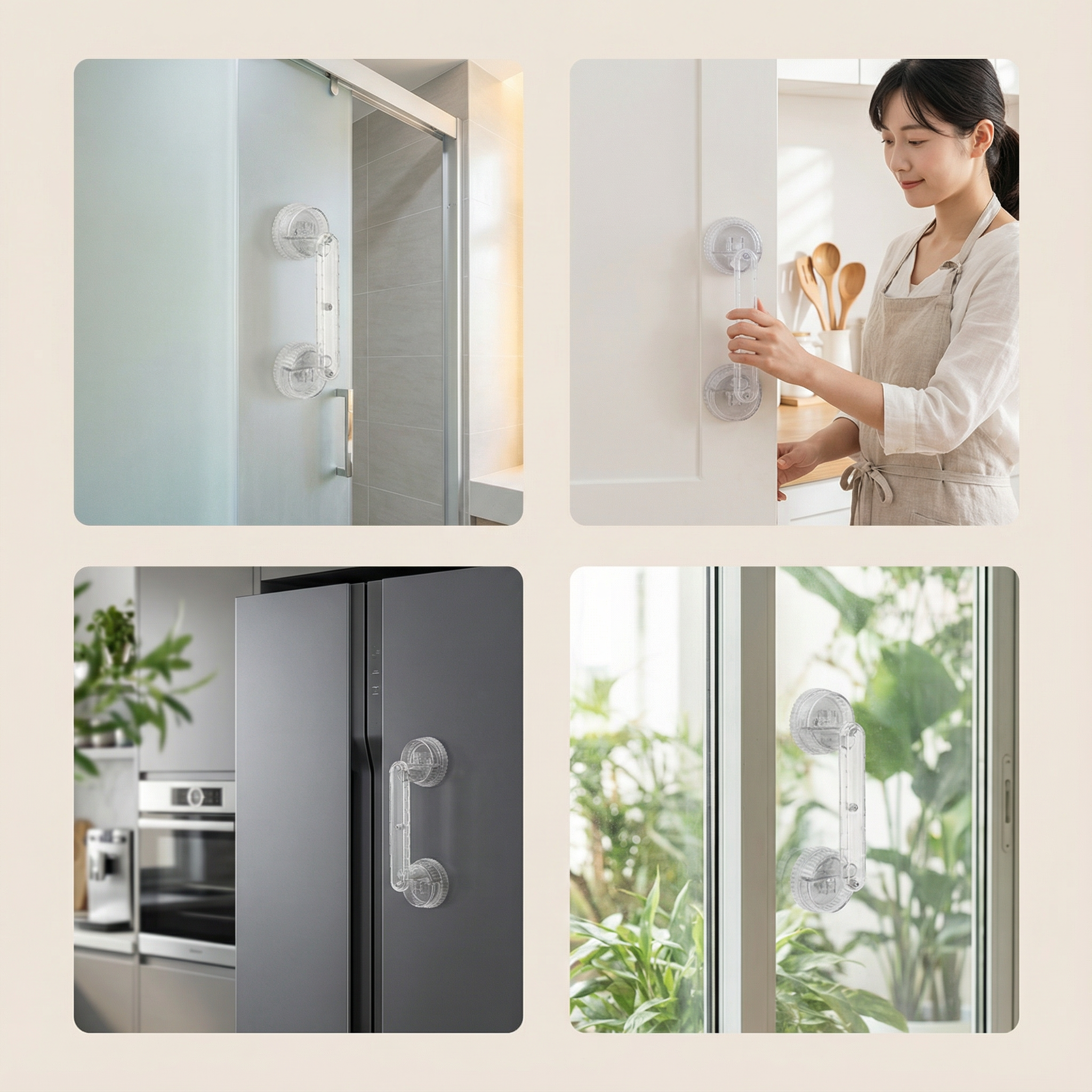 吸盤式ガラスドアハンドル、穴あけ不要の浴槽用手すり、浴室用スライドドアハンドル、冷蔵庫キャビネットドアハンドル