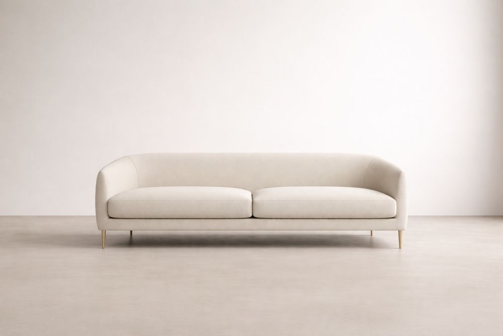 Beige Fabric Sofa with Gold Aluminum Legs