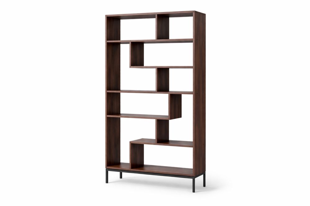 Walnut Wood Bookshelf with Steel Legs