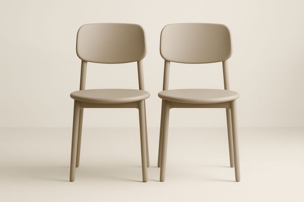 Set of 2 Beige Polypropylene Dining Chairs