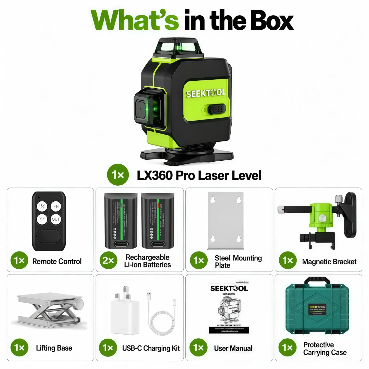 SEEKTOOL LX360 Pro Cross Line Laser Level