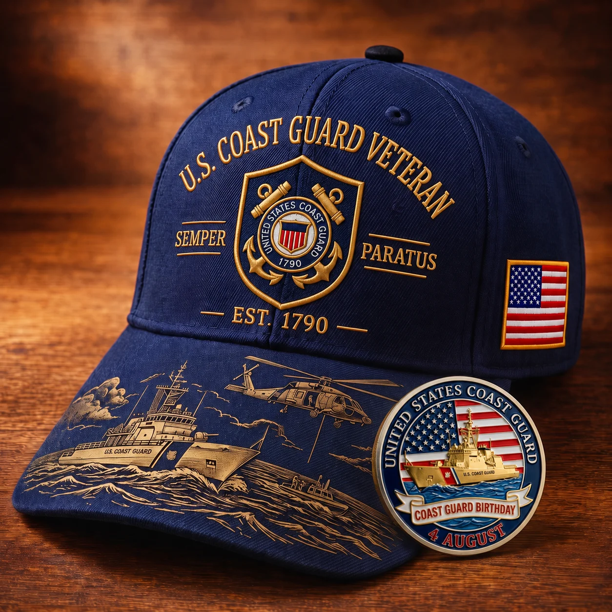 ⚓Last Day Promo: 49% OFF - 🌊U.S. Coast Guard Veteran Semper Paratus Tribute Cap 🎁 Free Honor Coin With Every Cap Purchase-hypecapco