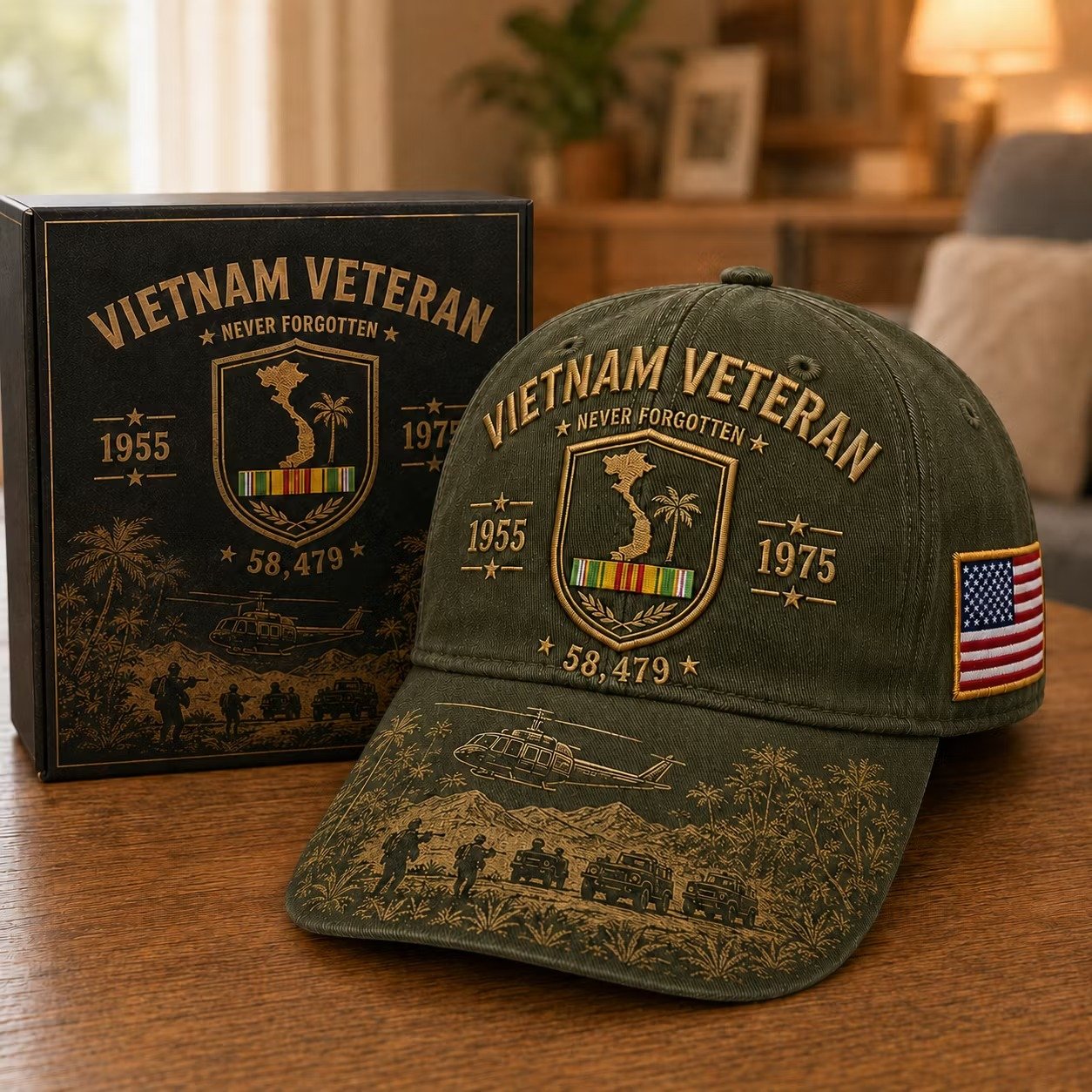 Vietnam Veteran Never Forgotten 1955–1975 Commemorative Cap 🇺🇸-hypecapco
