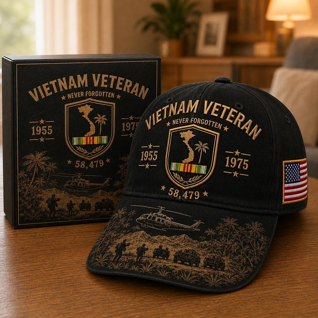 Vietnam Veteran Never Forgotten 1955–1975 Commemorative Cap 🇺🇸-hypecapco
