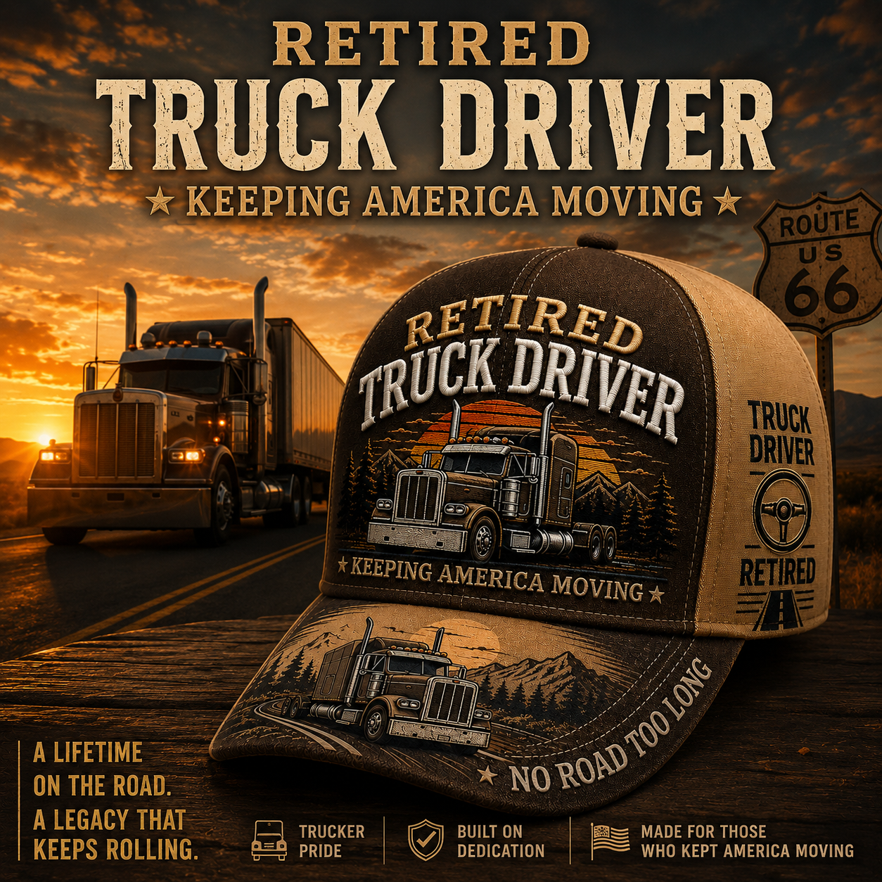 🚛RETIRED TRUCK DRIVER CAP-hypecapco