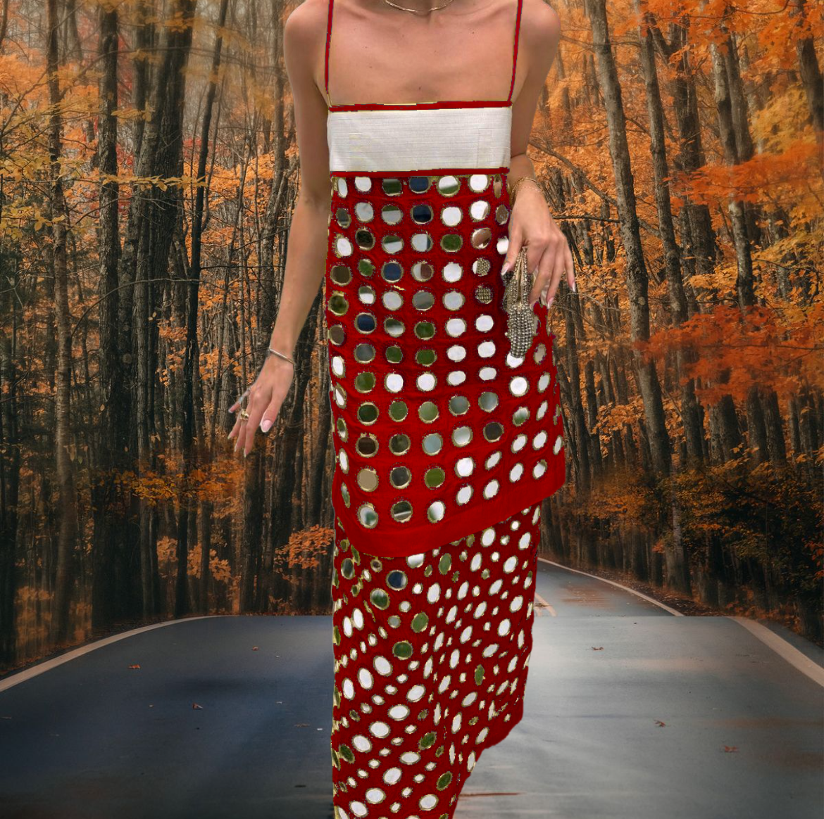 Fashion Handmade layered mirrored dress-ROVOLE