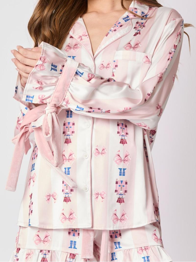 Pink Pajama Set Bow Cuffs-Massicos