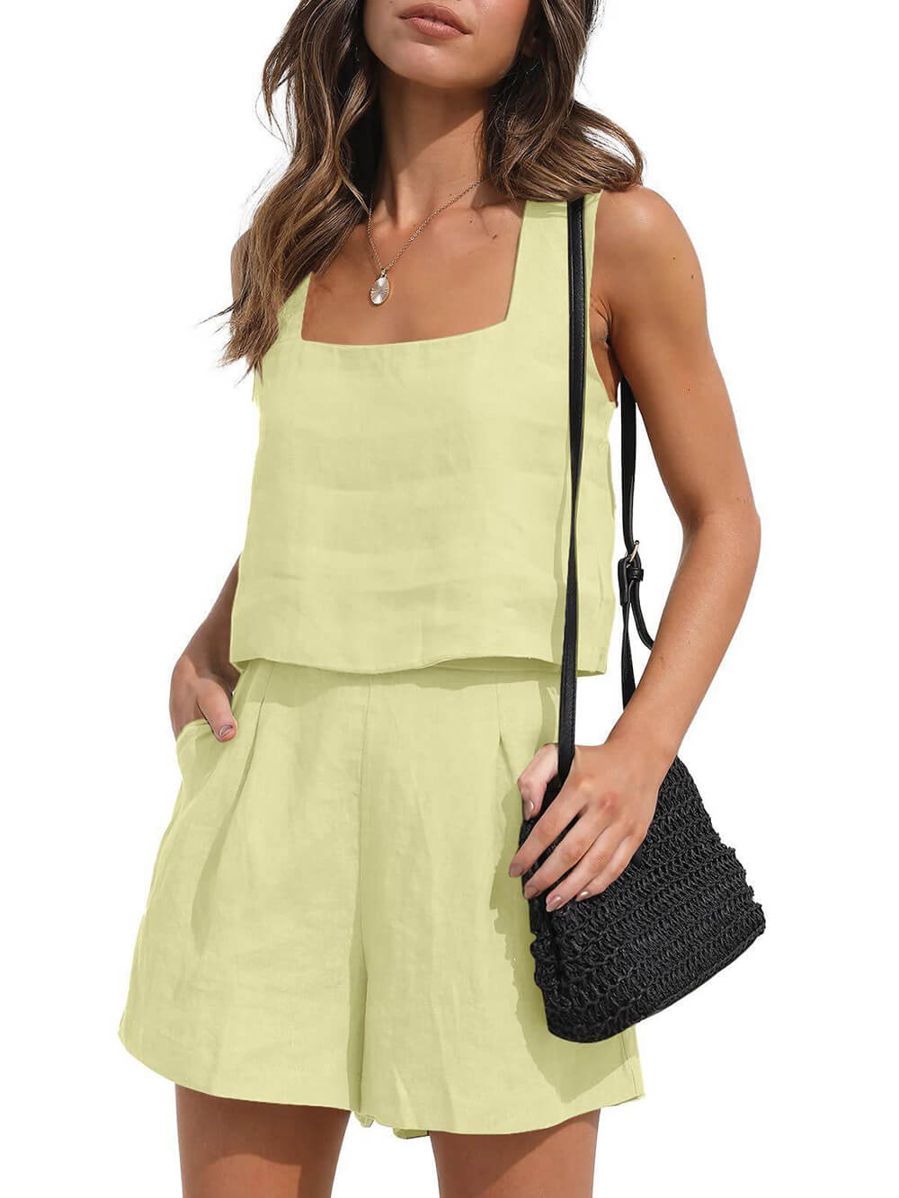 Summer Refreshing Sleeveless Vest Top Shorts Set-Massicos