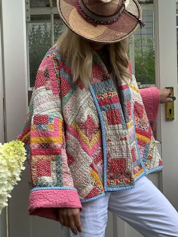 Printed hemmed quilted jacket-Massicos