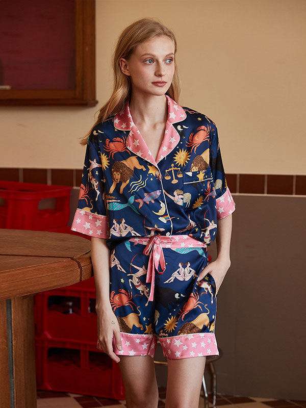 Blue Constellation Shorts Pajama Set-Massicos