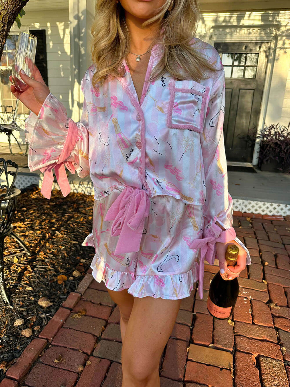 Printed Loungewear Pajamas Set-Massicos