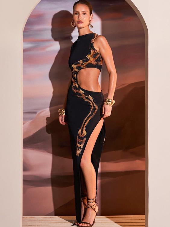 Elegance Meets Seduction: Slim-Fit Split-Back Maxi Dress-Massicos