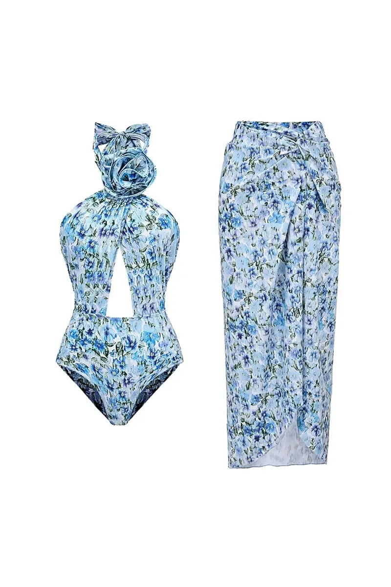 Halter Floral Strapless One-Piece Set-ROVOLE