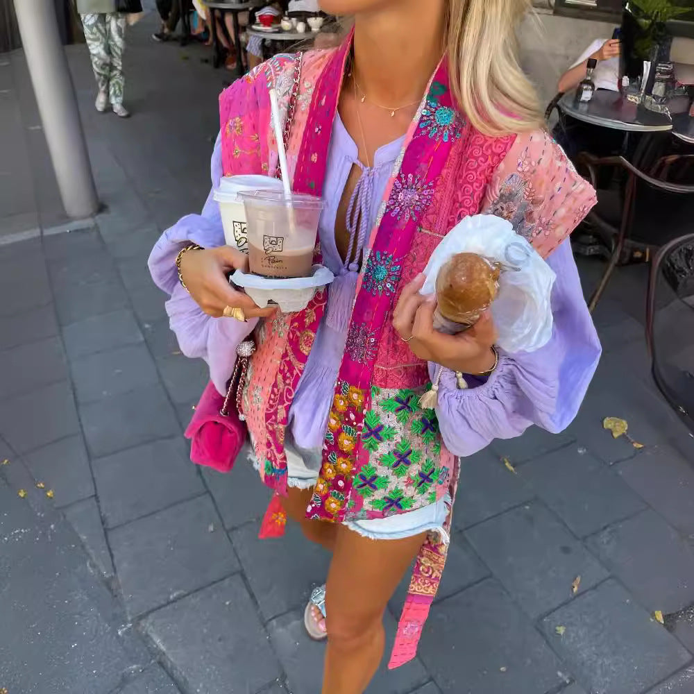 Street Print Sleeveless Vest Jacket-Massicos