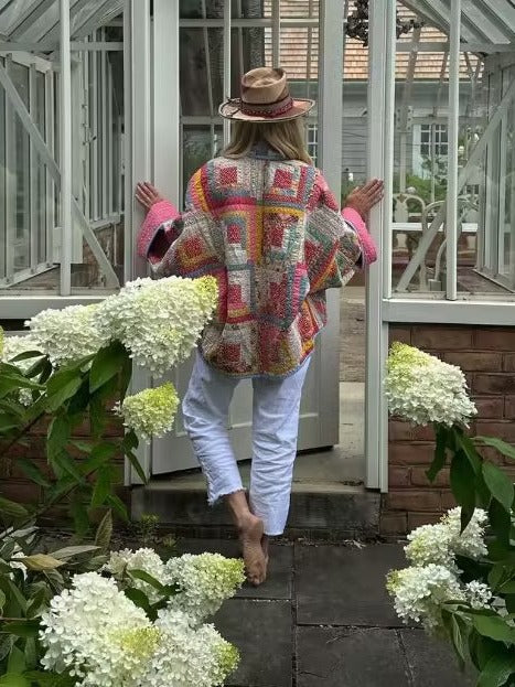 Printed hemmed quilted jacket-Massicos