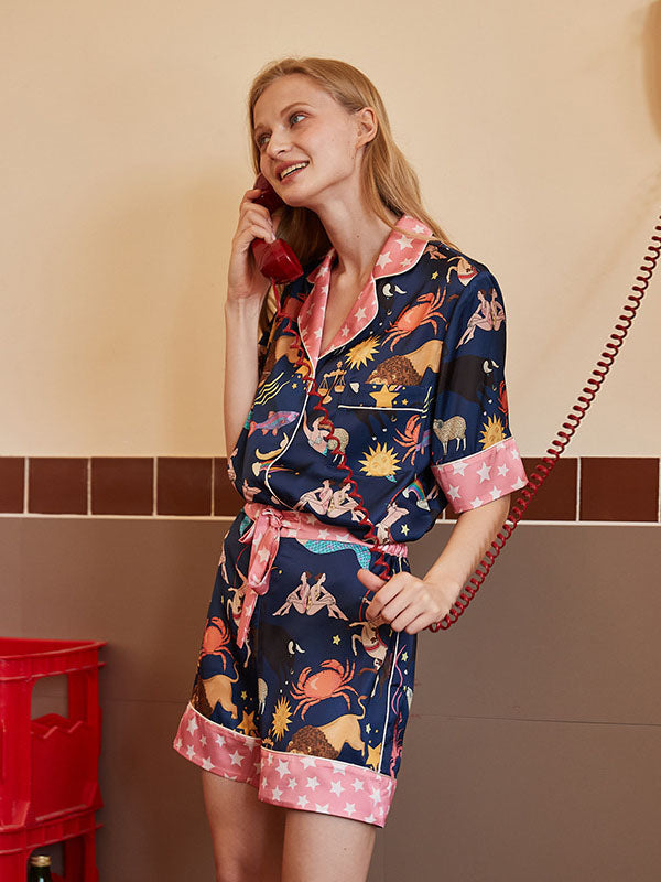 Blue Constellation Shorts Pajama Set-Massicos