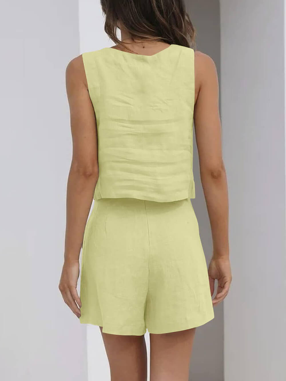 Summer Refreshing Sleeveless Vest Top Shorts Set-Massicos