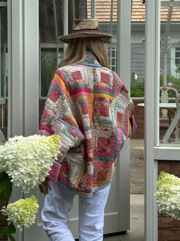 Printed hemmed quilted jacket-Massicos