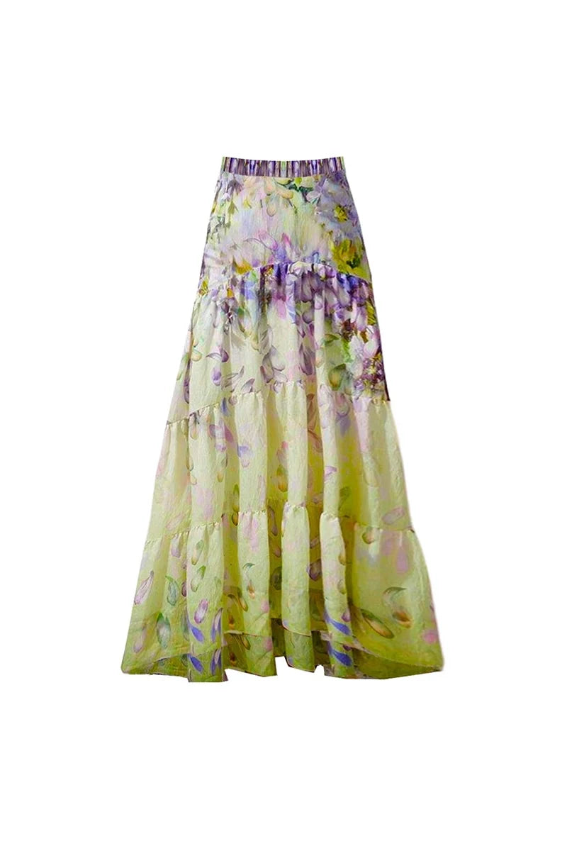 Floral Appliqué Tie-Up Fairy Style Swimsuit-ROVOLE