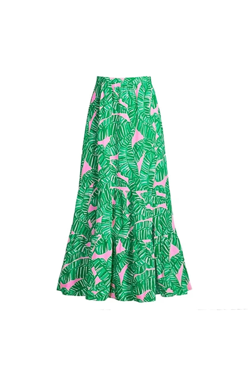 Green Zip-Up Floral Surf Set-ROVOLE
