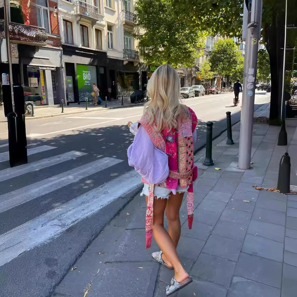 Street Print Sleeveless Vest Jacket-Massicos